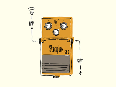 Guitar Distortion pedal - t-shirt illustration