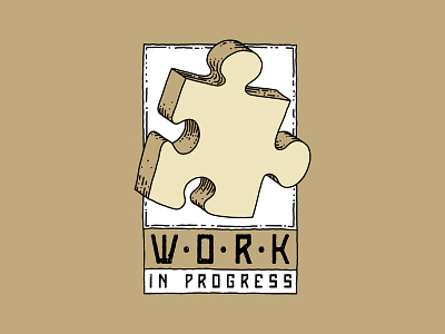 Work in Progress illustration line art puzzle puzzle piece t shirt