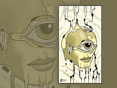 Kingdom of the Blind art bionic character cyborg cyclops dystopian eye face illustration portrait poster sci fi surreal wall art