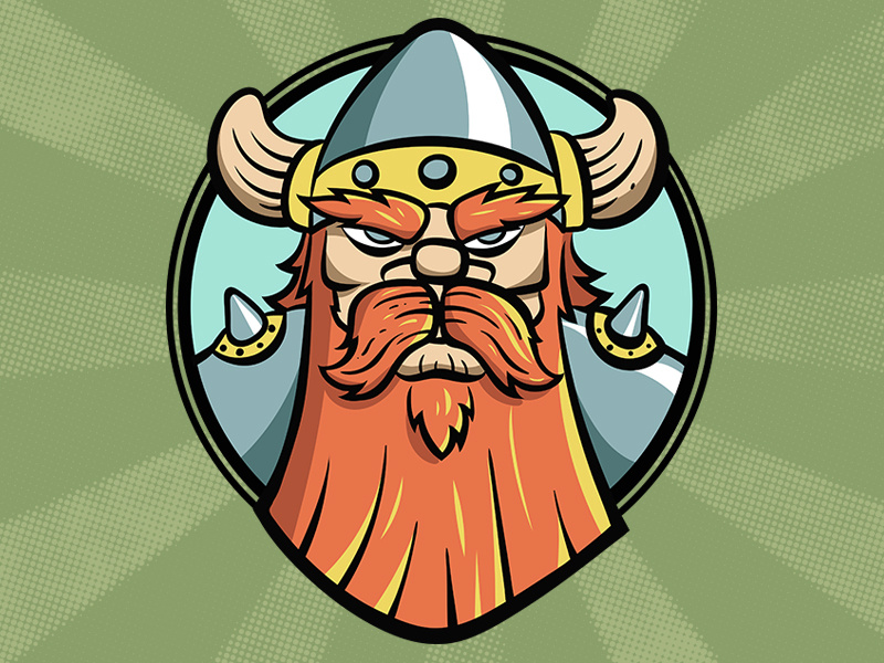 Dwarf Warrior beard horns helmet character fantasy epic geek emblem illustration comic cartoon portrait head warrior dwarf