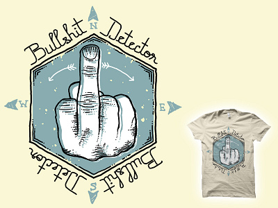 Bs Detector brand bs bullshit design flip off funny gesture hand illustration joke line art middle finger os frontis t shirt