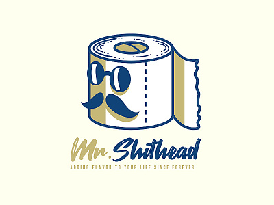 Mr. Shithead caricature cartoon character comic design fashion fun humoristic illustration joke mascot moustache paper roll shithead t shirt toilet urban