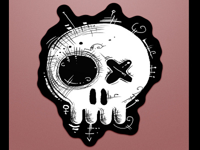 voodoo skull sticker awesome cool cute dark art goth halloween horror illustration punk skeleton skull sticker sticker pack