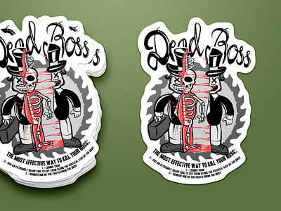 dead boss sticker alternative awesome bizarre bloody cartoon character comic cool illustration lowbrow morbid skeleton skull sticker urban weird