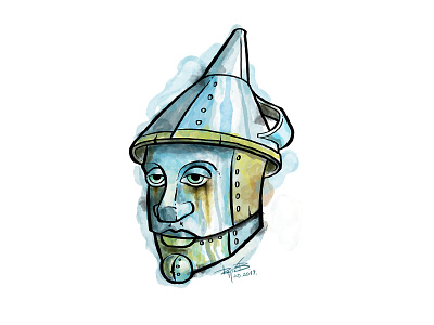 tin man awesome book character cool dorothy emotional fiction illustration literature portrait sad tin man watercolor wizard of oz yellow brick road