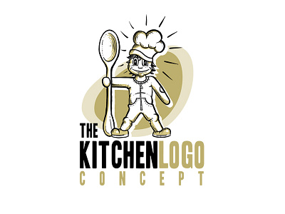 kitchen logo concept awesome cartoon character chef child cook cooking cool cuisine cute food illustration kid kitchen mascot nutrition restaurant retro spoon sweet