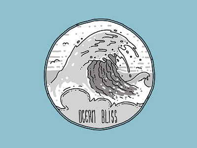 ocean wave awesome cool emblem holiday illustration line art marine ocean sailing sea summer surf surfing t shirt design vacation wave