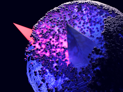 Inner abstract cinema 4d neon red blue spheres spikes splines xparticles