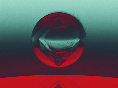 Outer abstract cinema 4d green muted red reflection sphere