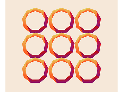 Nonagon blue geometric gradient illustrator orange shapes