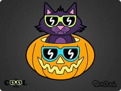 TRY TO HAVE A HAPPY & SAFE HALLOWEEN! art black cat cartoon cartoon character collection cool cat cool ones creative denver design halloween illustration original character pumpkin series the cool ones