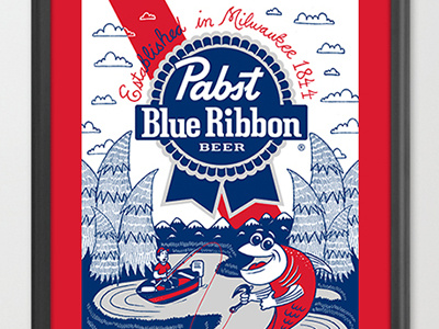 Gone Fishing for PBR art beer character design illustration inspiration inspired original pabst pabstblueribbon pbr print