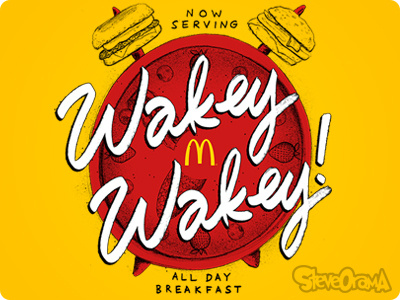 Daily Reminder alarm alldaybreakfast breakfast clock custom customtype handdrawn lettering mcdonalds slogan time type
