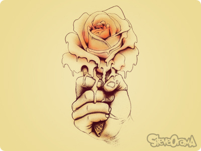 Rose a la Mode dessert floral flower hand handdrawn hot day ice cream melting petals rose sweets treat
