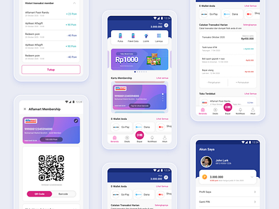 Digital Wallet App android app dailyui debit card design digital e wallet illustration ios membership card mobile app payment scan payment transaction transaction history ui uidesign uiux userinterface