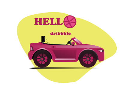 Hello Dribbble car design flat hellodribbble illustration pink vector