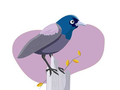 Bird autumn bird design flat illustration purple