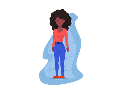 African Woman african blue character curly design flat illustration red vector woman