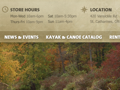 Heads up Hours & Location header hours location