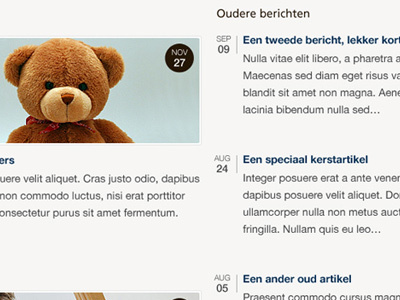 Blog Page blog date layout teddy bear typography user interface