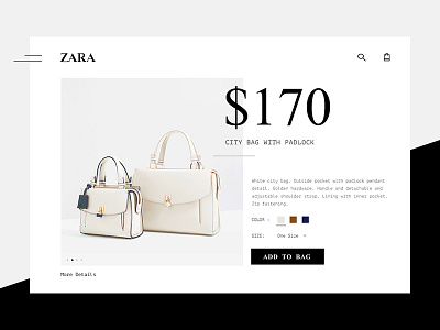 Zara black bag details page minimal pastel product details shopping swiss zara