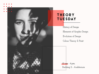 Theory Tuesday design photo poster red swizz