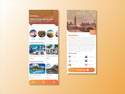 GKHotel App UI Design app application design cities hotel app hotel booking hotel booking app hotels mobile places tour tour app tourism tourist tours ux uı