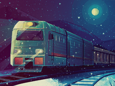 Night Train light moon night snow train