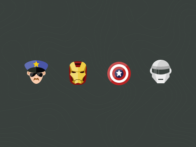 Flat Super Heroes captain america cop cyborg flat icon set iron man