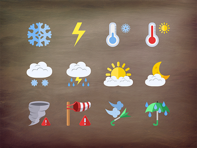 @2x Weather flat icons