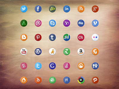 [PSD]Social icon set flat free freebie iconset layered psd psddd social