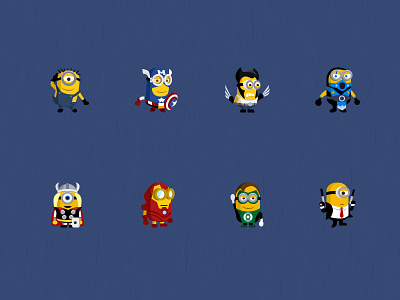 @2x Minion super heroes creative market dispicable me glyphs iconset layered minion psd