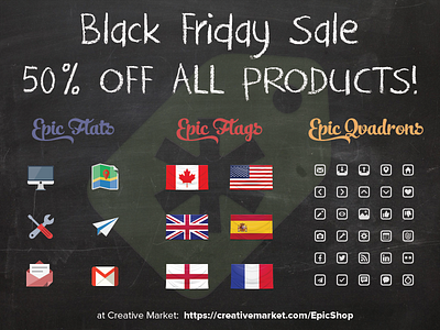 50% Off all our icons! 50off black friday creative market discount icon