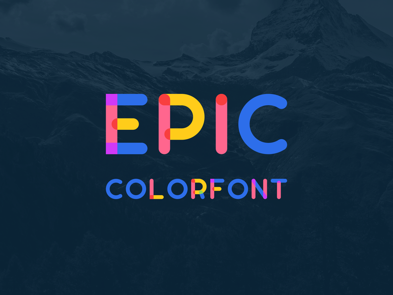 Epic Colorfont typeface alphabet sans serif logo typography lettering letter colorful font flat color font