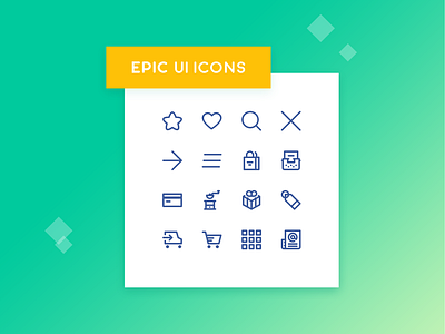 Epic UI Icons card design gradient heart icons search shop star ui uix vector