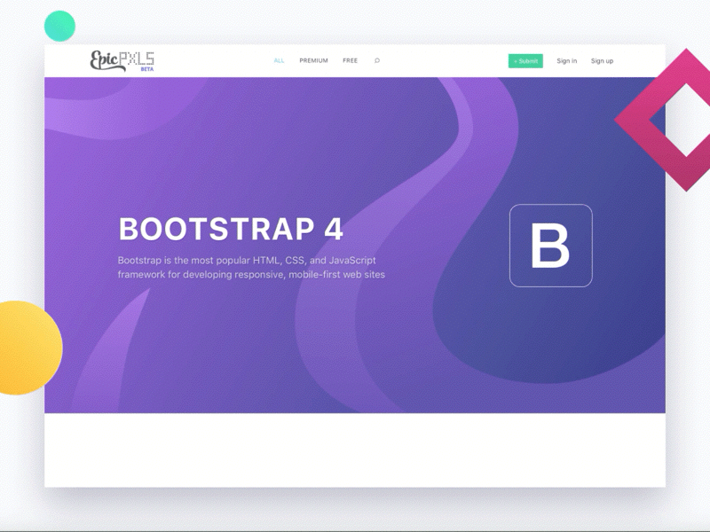 Bootstrap features page animation basic bootstrap category epicpxls features header page purple scrolling simple ui kits