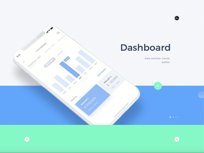 Bucks gallery page finance dashboard crypto money wallet animation android ios mobile ui kit bucks slideshow