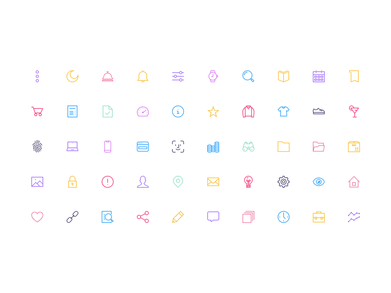 Colorful Ui Icon Set 300 animation download flaticons freebie gif icons line icons media nature pixicons