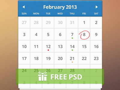 [PSD]Free Calendar