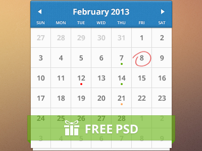 [PSD]Free Calendar calendar free freebie gift psd ribbon ui