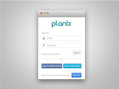 Planix Login app desktop login planix signin signup social ui ux