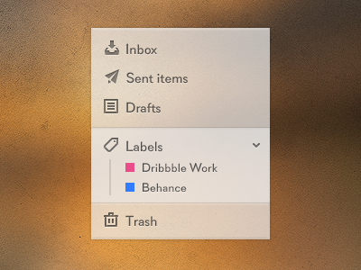 Email menu app behance clean design dribbble expanded mail menu sidebar ui ux