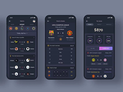 Bettor UI KIT esport figma mobile app sketch sports template uiux xd