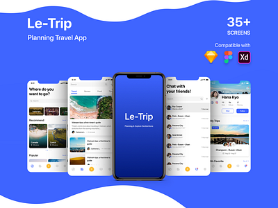 Le Trip - Travel Planner UI KIT app app design booking graphic design interface design lesscreate minimal minimalist travel travel app uikit