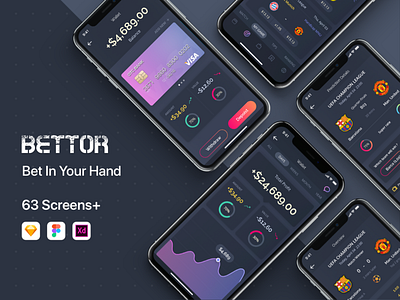 Bettor App UI KIT app bettor design iphonex lesscreate mobile template ui uidesign ux