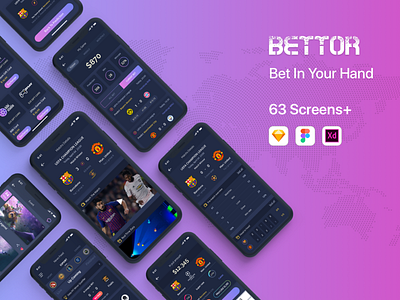 Bettor UI KIT app bettor design iphonex lesscreate mobile template ui uidesign ux