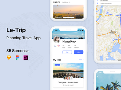 Le Trip – Travel planner UI KIT app booking design graphic iphone minimal minimalist travel