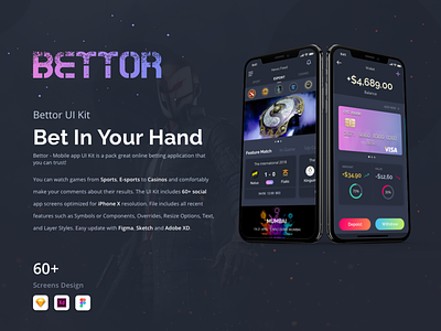 Bettor UI KIT app bettor design iphonex lesscreate mobile template ui uidesign ux