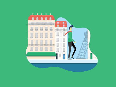 The Traveler - Paris design flat illustration paris travel vector