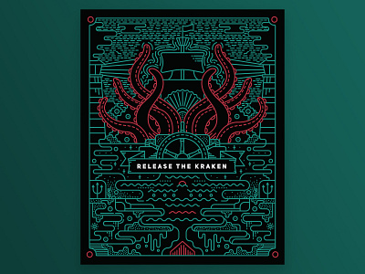 Release the Kraken design flat illustration vector